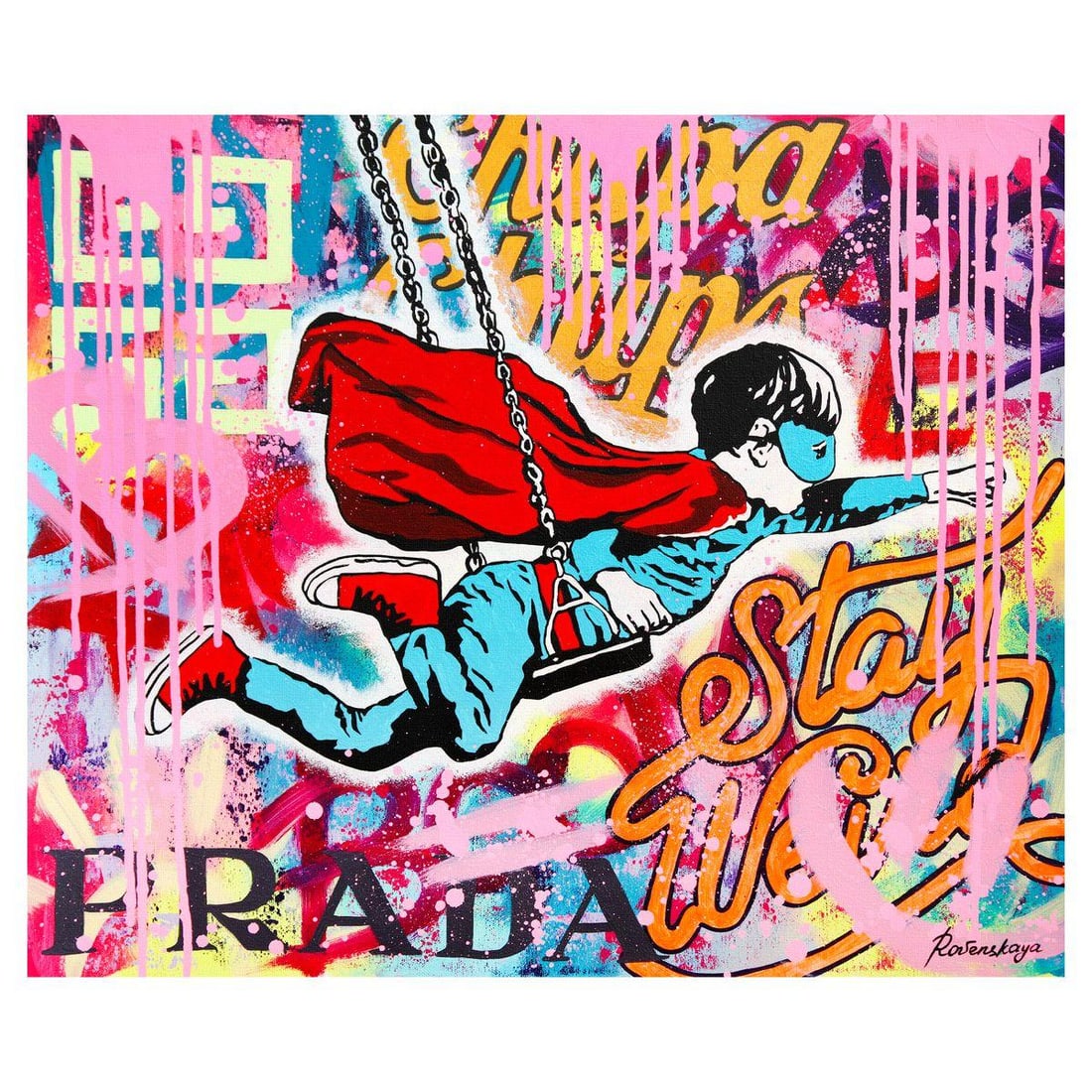 Nastya Rovenskaya- Original Oil on Canvas "Chasing Freedom": Artist: Nastya Rovenskaya. Medium: Original Oil on Canvas. Title: Chasing Freedom. Size: 20" x 24". Signature: Hand Signed. Certificate of Authenticity: Is included. Reference#: 36708.