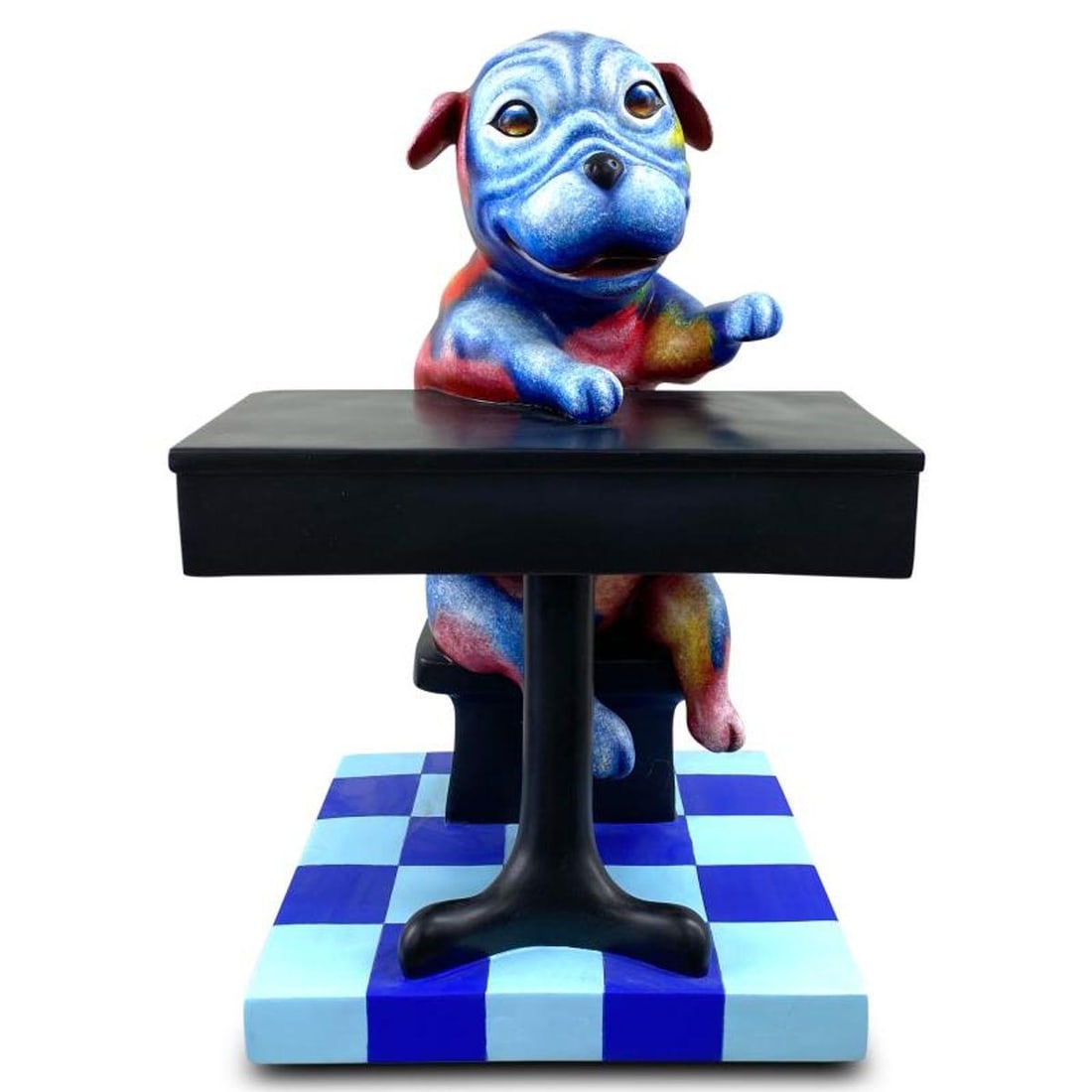 Wang, "Back to School Blues" Hand Painted Limited Edition Resin Sculpture, Numbered 3/99, Hand: "Back to School Blues" is a hand painted limited edition, dimensional art, resin sculpture by Wang. This piece is numbered 3/99 and hand signed in verso. Includes Letter of Authenticity. Measures appr
