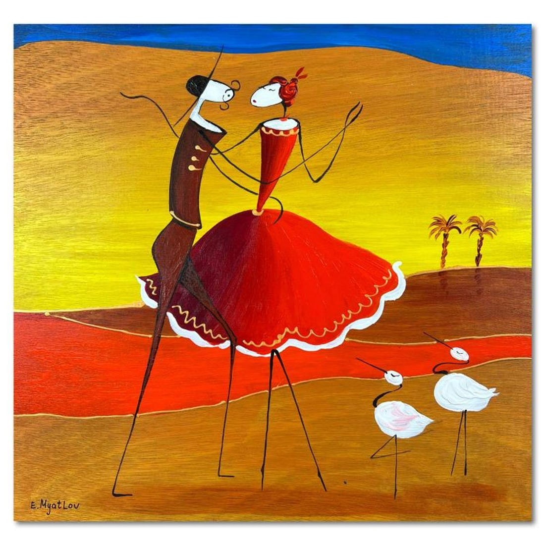 Ester Myatlov, Hand Signed Original Painting on Wood Panel with Letter of Authenticity.: This is an original painting oil on wood panel by Ester Myatlov. Hand signed by the artist, this piece comes with a letter of authenticity. Measures approximately 12" x 12" (image).