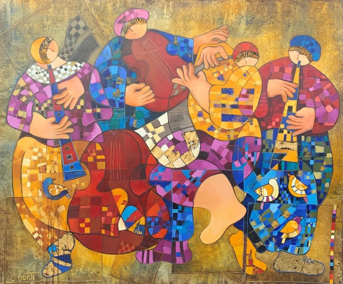 Dorit Levi- Original Painting on Canvas "Orchestra" (1 of 1)