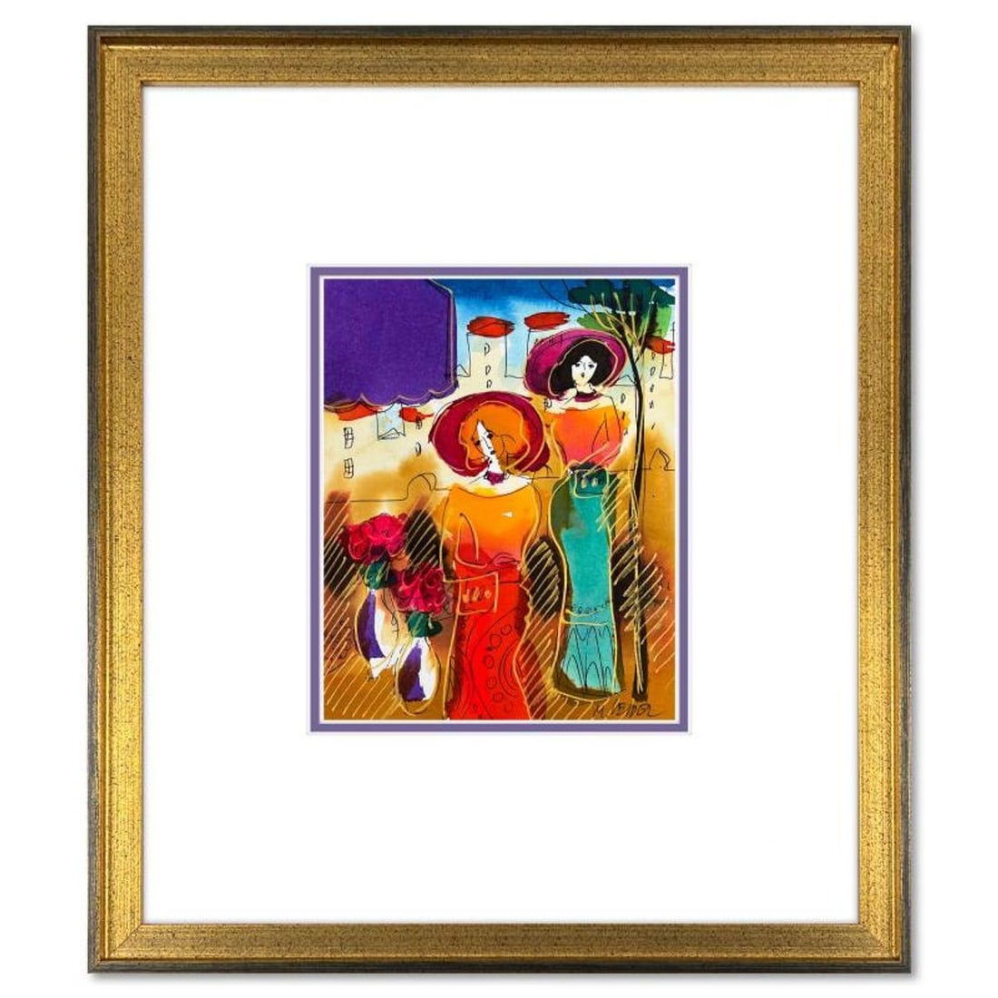 Moshe Leider, Framed Original Mixed Media Watercolor Painting, Hand Signed with Letter of: This is an original mixed media watercolor painting on paper by Moshe Leider. Hand signed by the artist, this piece comes custom framed and includes a Letter of Authenticity. Measures approximately 15