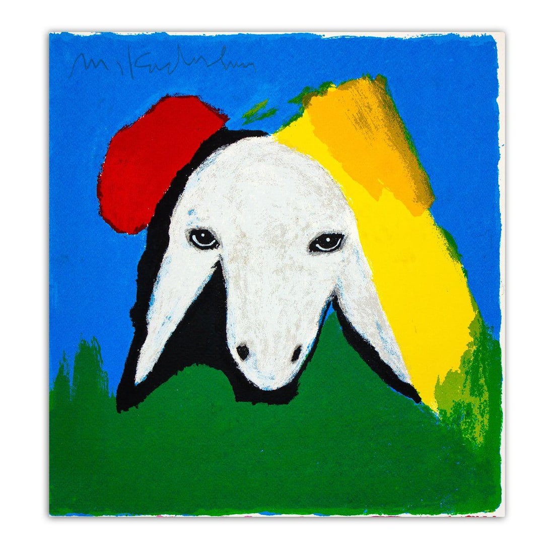 Menashe Kadishman- Original Serigraph "Untitled": Artist: Menashe Kadishman. Medium: Original Serigraph. Title: Untitled. Size: 13.5" x 13". Signature: Hand Signed by the artist. Certificate of Authenticity: Is included. Reference#: 55451.