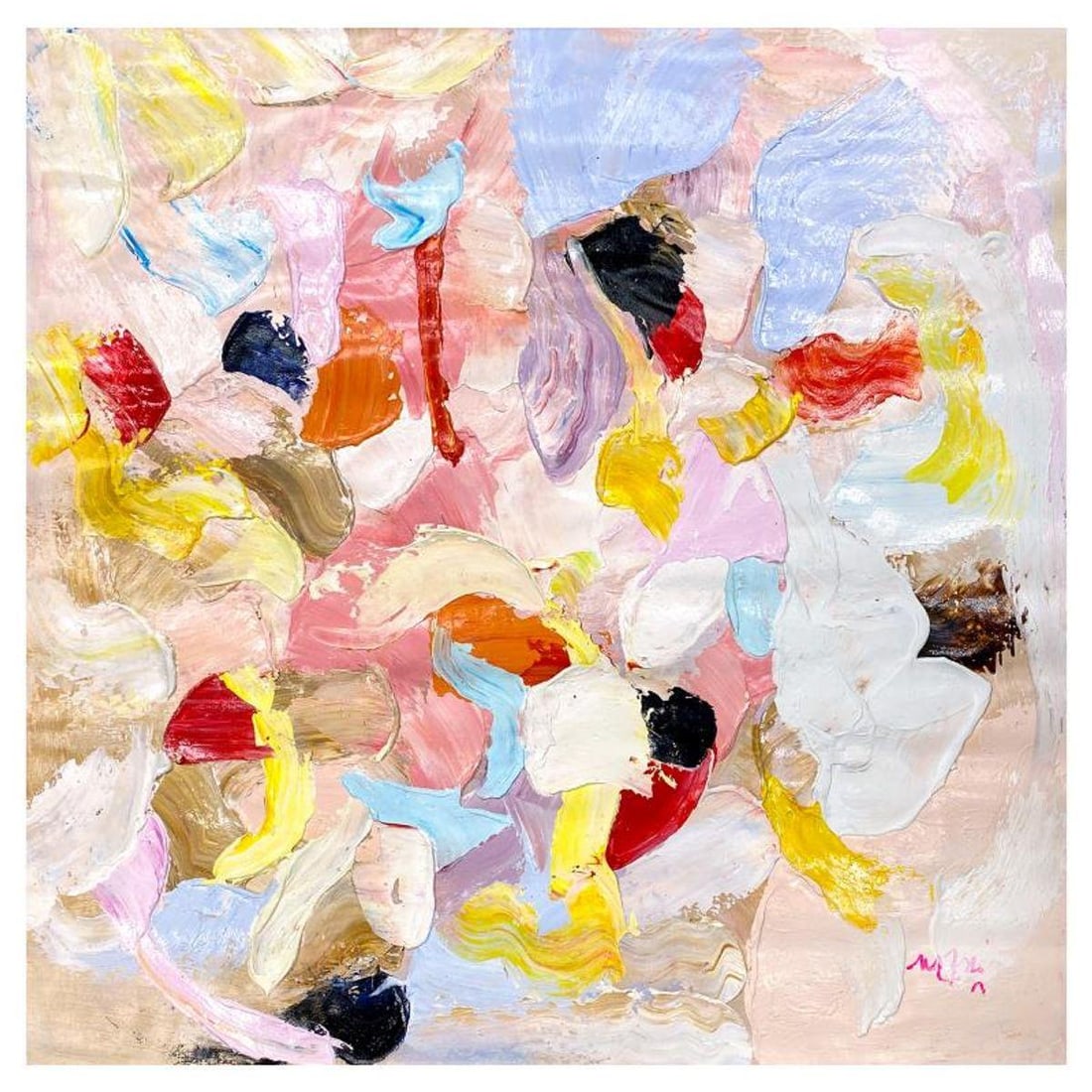 Mani, Original Acrylic Painting on Canvas (36" x 36"), Hand Signed with Letter of Authenticity. (1 of 2)