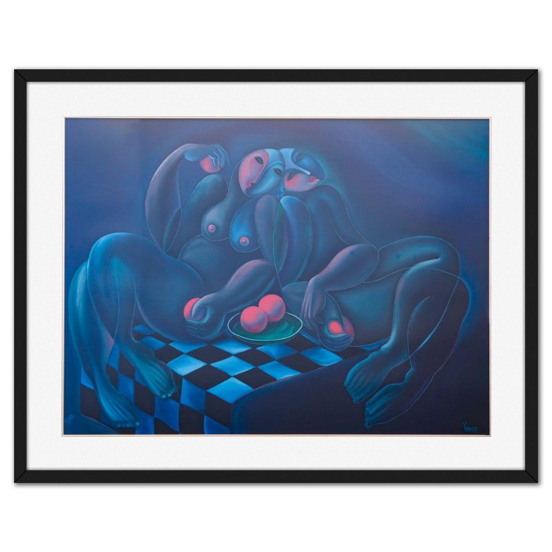 Yuroz- Serigraph "Lovers": Artist: Yuroz. Medium: Serigraph. Title: Lovers. Size: 29" x 39". Measures approx. 38" x 48" (framed). Signature: Hand Signed and numbered. Additional: 131/199. Reference#: 26388.