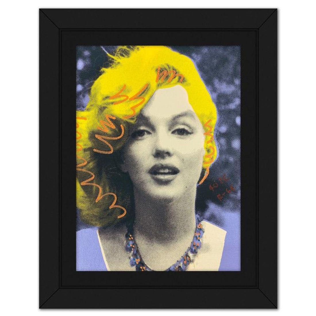 "Ringo" Daniel Funes, "Young Marilyn in the Park" Framed One-of-a-Kind Mixed Media on Canvas, Hand (1 of 2)