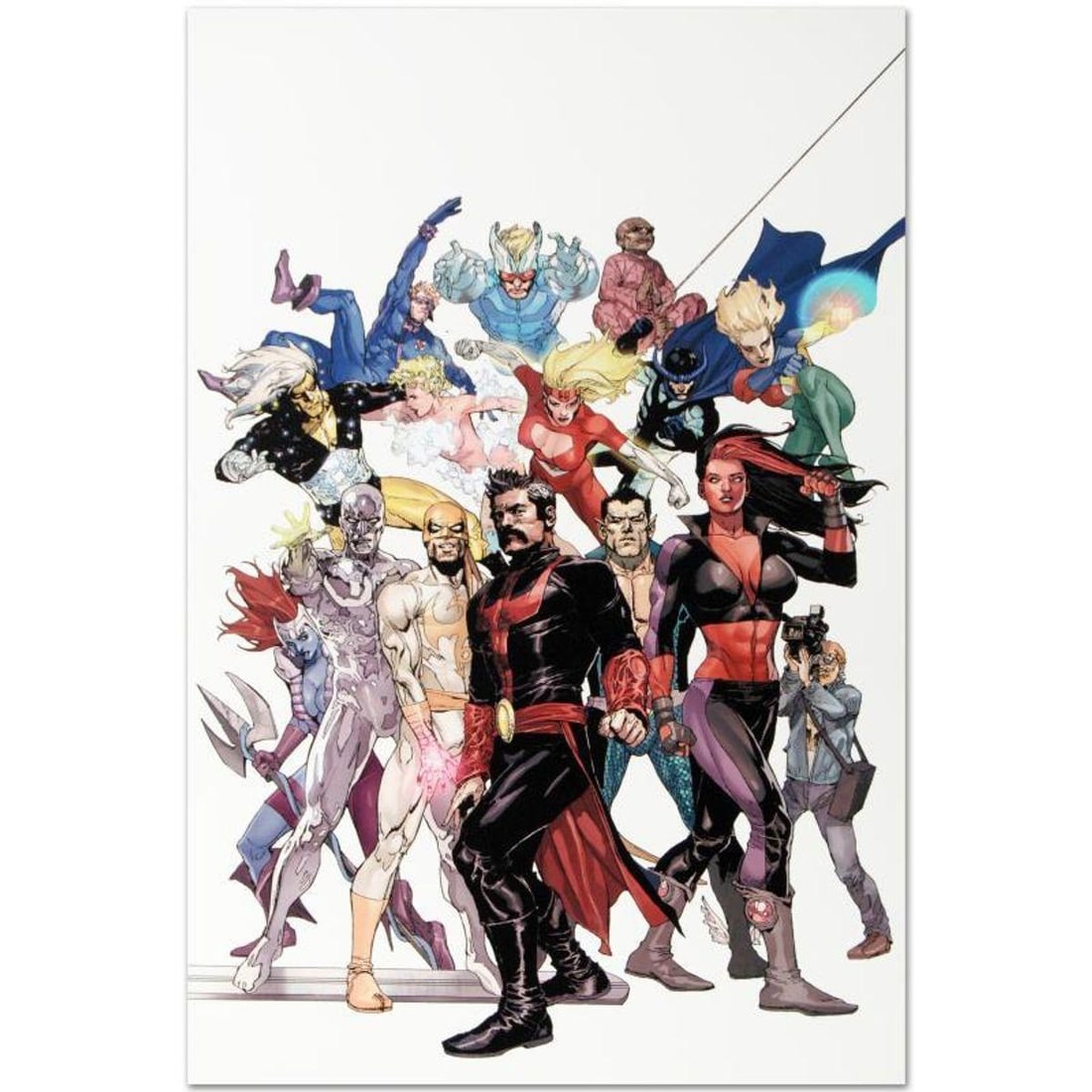 Marvel Comics "Defenders: Strange Heroes #1" Numbered Limited Edition Giclee on Canvas by Leinil: A piece of comic book history, this limited edition, from original art by Leinil Francis Yu, depicts a heroic Marvel team. After winning the Wizard's Drawing Board Contest, Marvel Comics hired Leinil