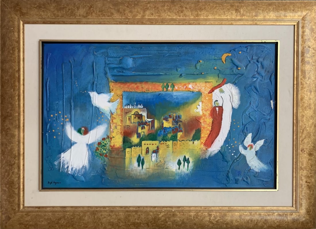 Hagit Argaman - Original painting on canvas "Jerusalem ": Artist: Hagit Argaman . Medium: Original painting on canvas . Title: Jerusalem . Measures approx. 30" x 40" (framed). Reference#: 28359.