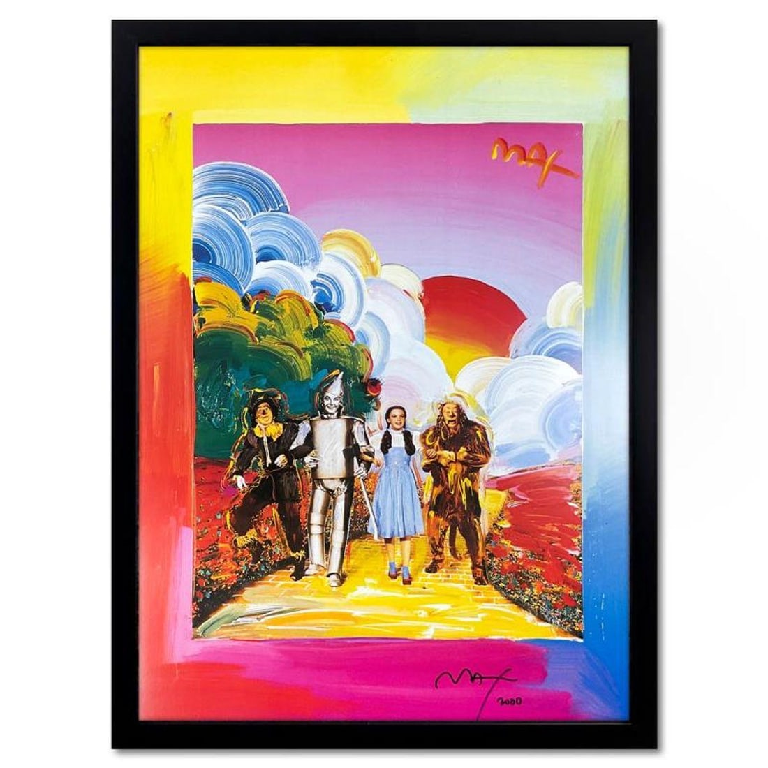 Peter Max, "Yellow Brick Road" Framed Hand Signed Offset Lithograph with Letter of Authenticity.: Yellow Brick Road is an offset lithograph on paper by Peter Max, hand signed by the artist. This piece comes custom framed. Includes Letter of Authenticity. Measures approx. 36.5" x 27" (frame), 32.5"