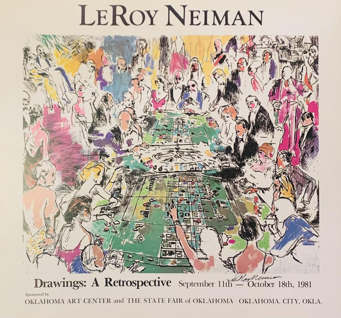 Leroy Neiman- Hand signed offset lithograph "Roulette": Artist: Leroy Neiman. Medium: Hand signed offset lithograph. Title: Roulette. Size: 25" x 35". Reference#: 28439.