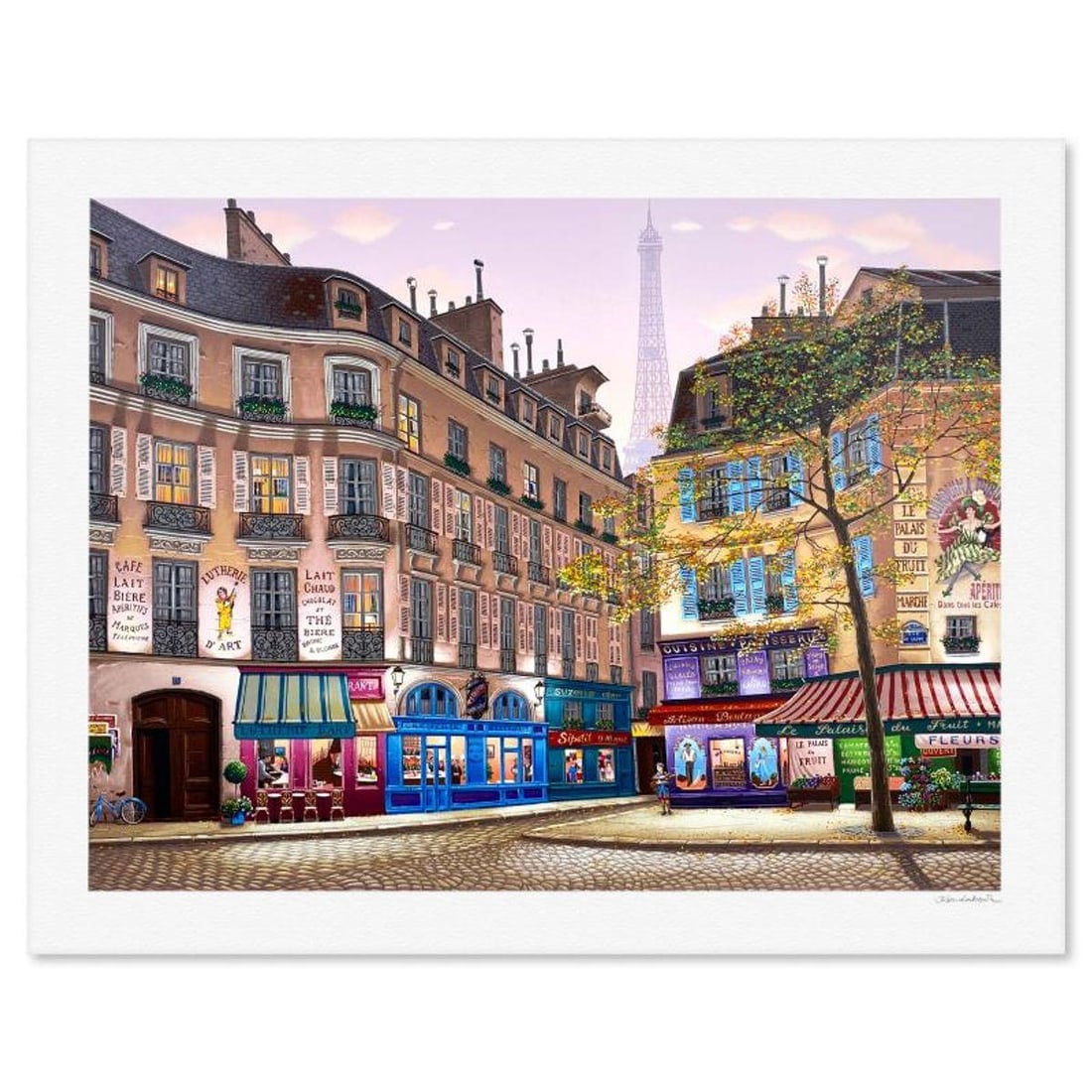 Liudmila Kondakova, "Eiffel Tower at Dawn" Limited Edition Serigraph, Numbered and Hand Signed with (1 of 2)