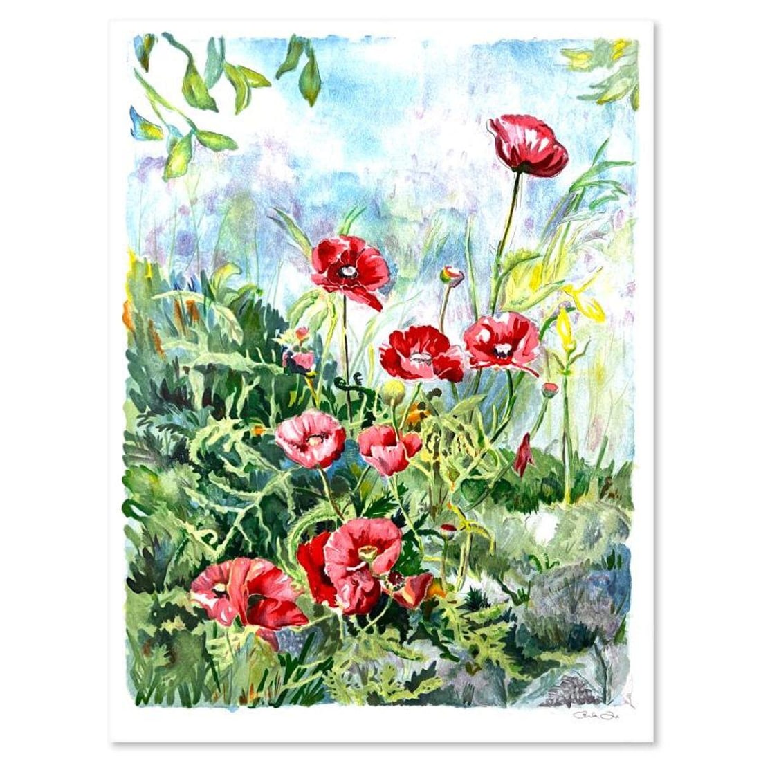 Perla Fox, "Anenomes" Hand Signed Limited Edition Serigraph with Letter of Authenticity.: Anenomes is a limited edition serigraph on paper by Perla Fox. The piece comes hand signed by the artist, numbered, and with a letter of authenticity. Measures approximately 23.5" x 18". Reference#: 9