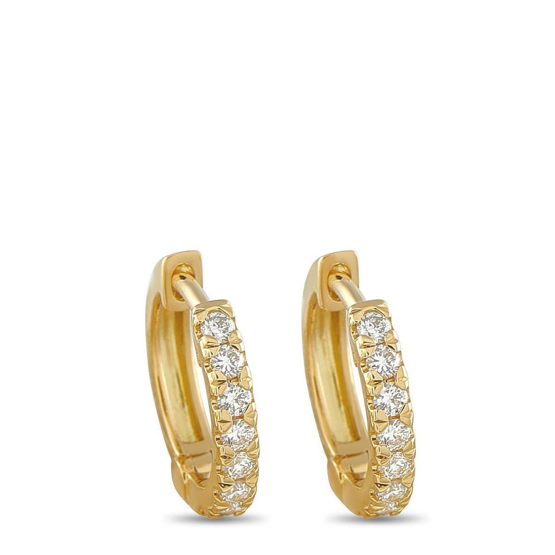 18K YELLOW GOLD 0.28CT DIAMOND HUGGIE HOOP EARRINGS (1 of 4)