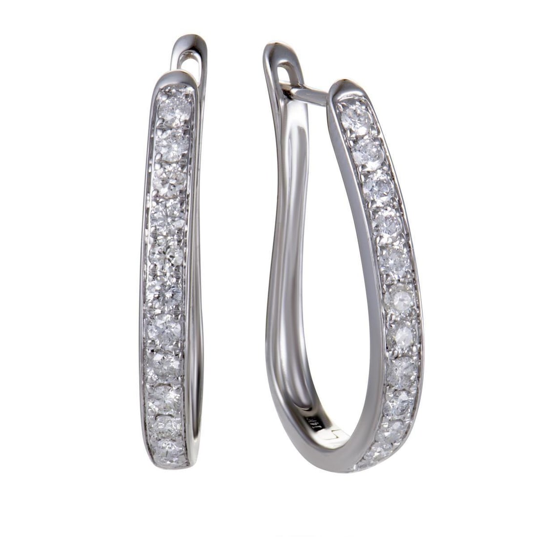 ~1CT 14K WHITE GOLD DIAMOND OVAL HOOP EARRINGS (1 of 4)