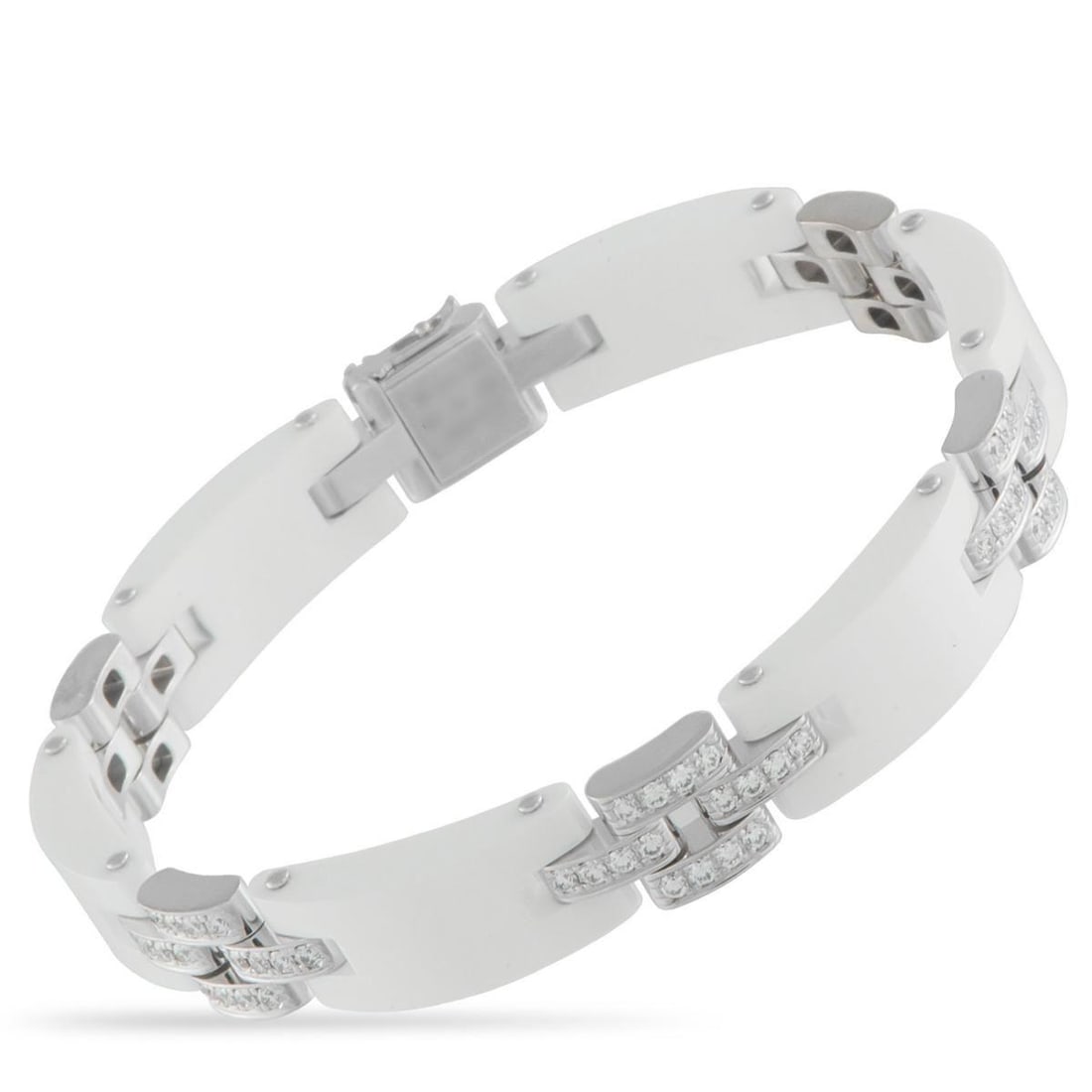 CARTIER MAILLON PANTHERE 18K WHITE GOLD DIAMOND AND CERAMIC BRACELET (1 of 3)