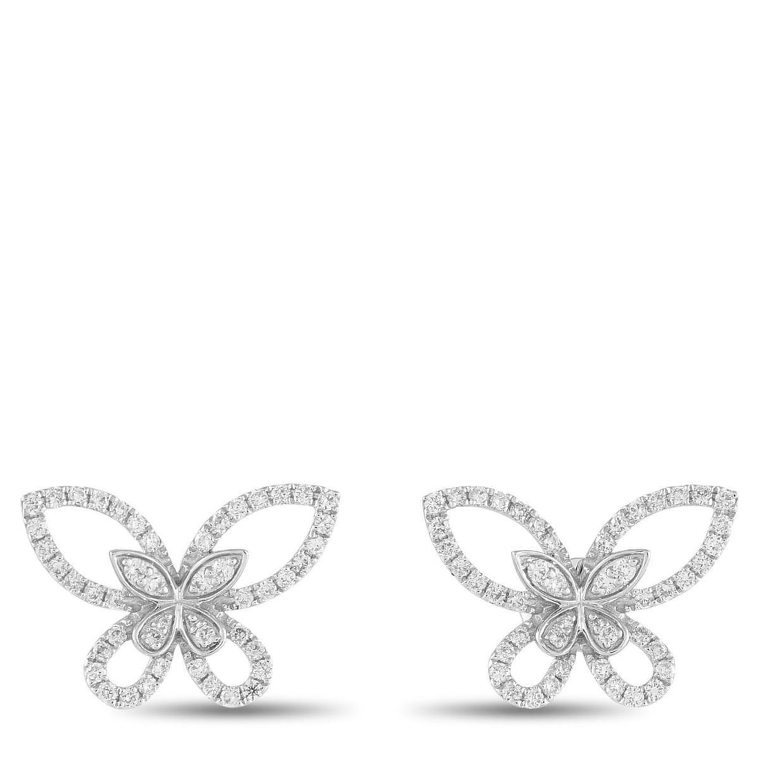 18K WHITE GOLD 0.85CT DIAMOND BUTTERFLY EARRINGS (1 of 4)