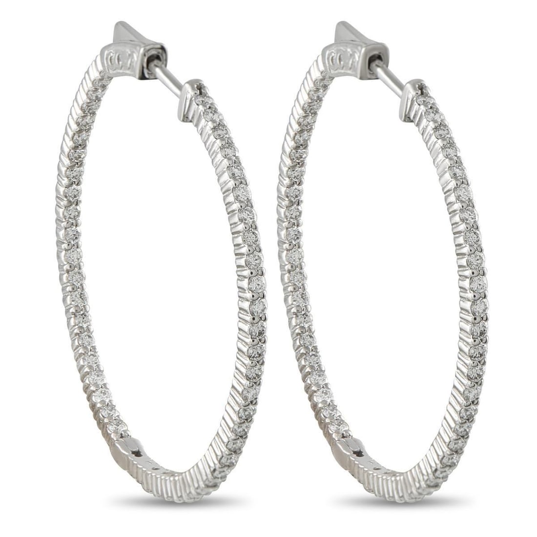 14K WHITE GOLD 2.0CT DIAMOND INSIDE-OUT HOOP EARRINGS (1 of 4)