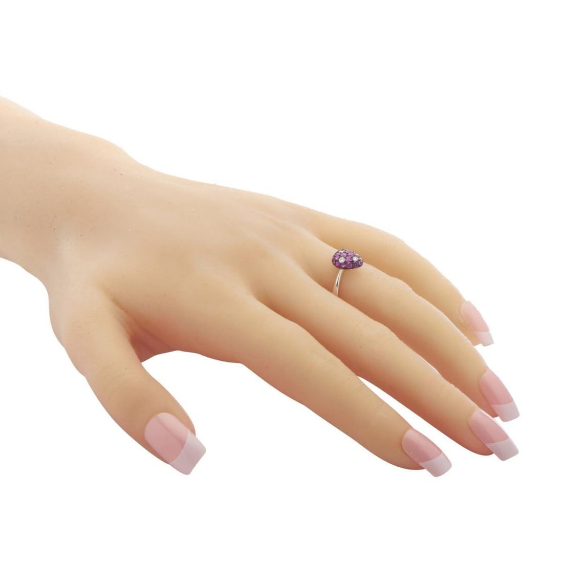 18K WHITE GOLD DIAMOND RUBY RING - 4