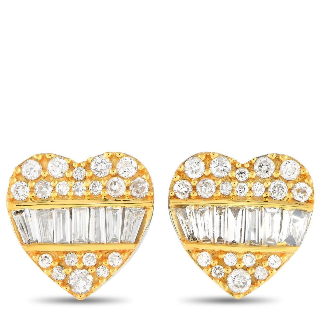 14K WHITE AND YELLOW GOLD 0.35CT DIAMOND HEART EARRINGS (1 of 3)