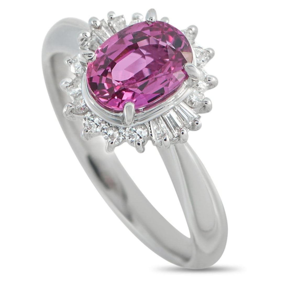 PLATINUM 0.29CT DIAMOND AND PINK SAPPHIRE RING (1 of 4)