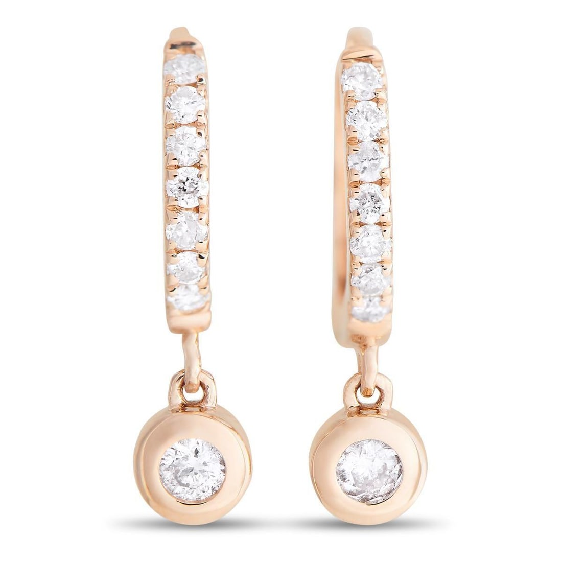 14K ROSE GOLD 0.15CT DIAMOND DROP EARRINGS (1 of 1)