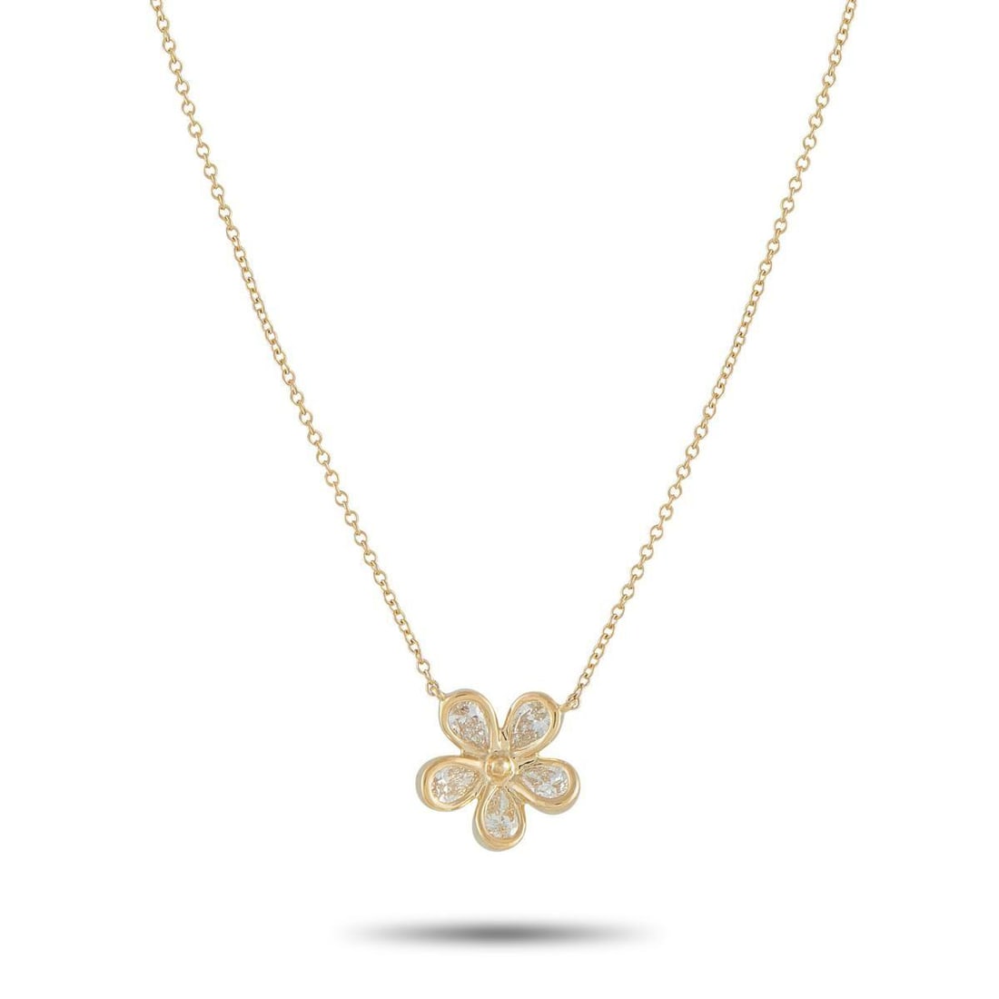 18K YELLOW GOLD 0.75CT DIAMOND FLOWER NECKLACE (1 of 4)