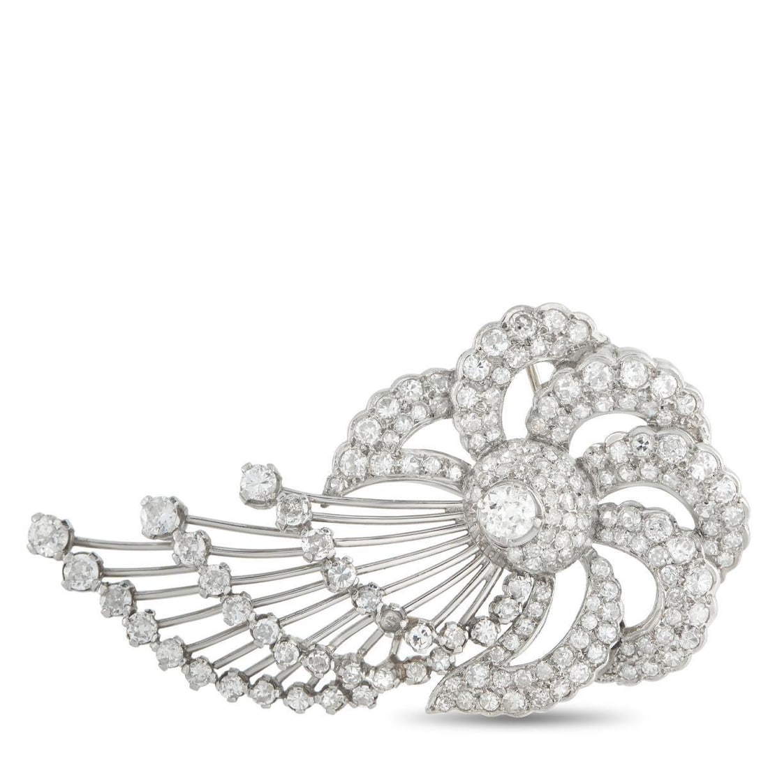 PLATINUM 5.0CT DIAMOND BROOCH (1 of 3)