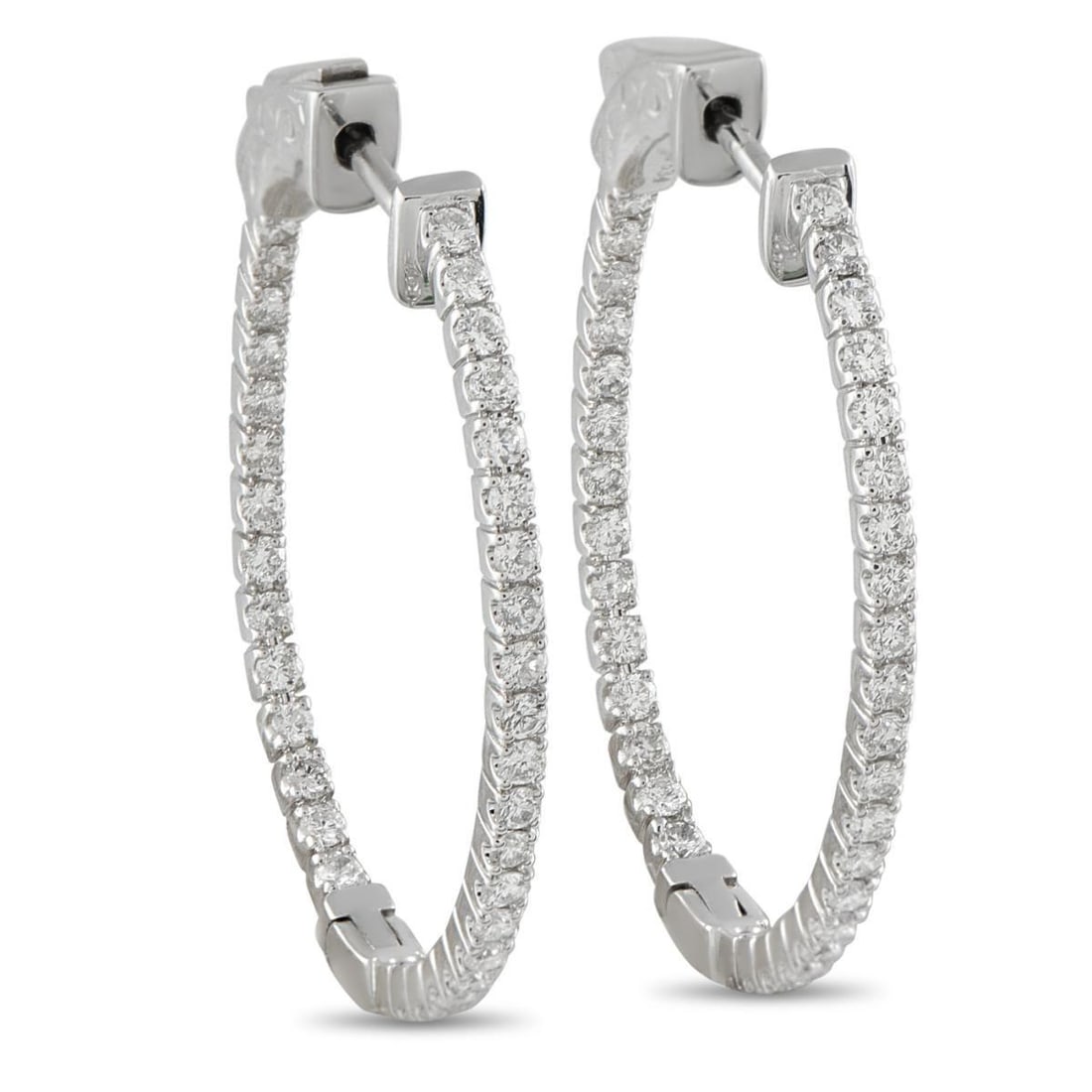 14K WHITE GOLD 1.07CT DIAMOND INSIDE-OUT HOOP EARRINGS (1 of 4)