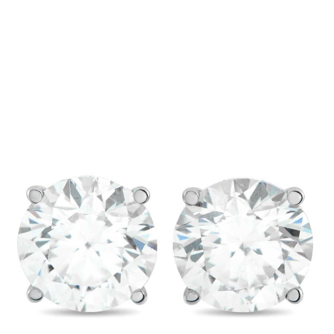 14K WHITE GOLD 3.42CT LAB-GROWN DIAMOND STUD EARRINGS: Add a touch of sparkle to any ensemble with these stud earrings. Perfect for anyone who appreciates understated elegance, they feature round brilliant Lab Grown Diamonds totaling 3.42 carats. Each ear