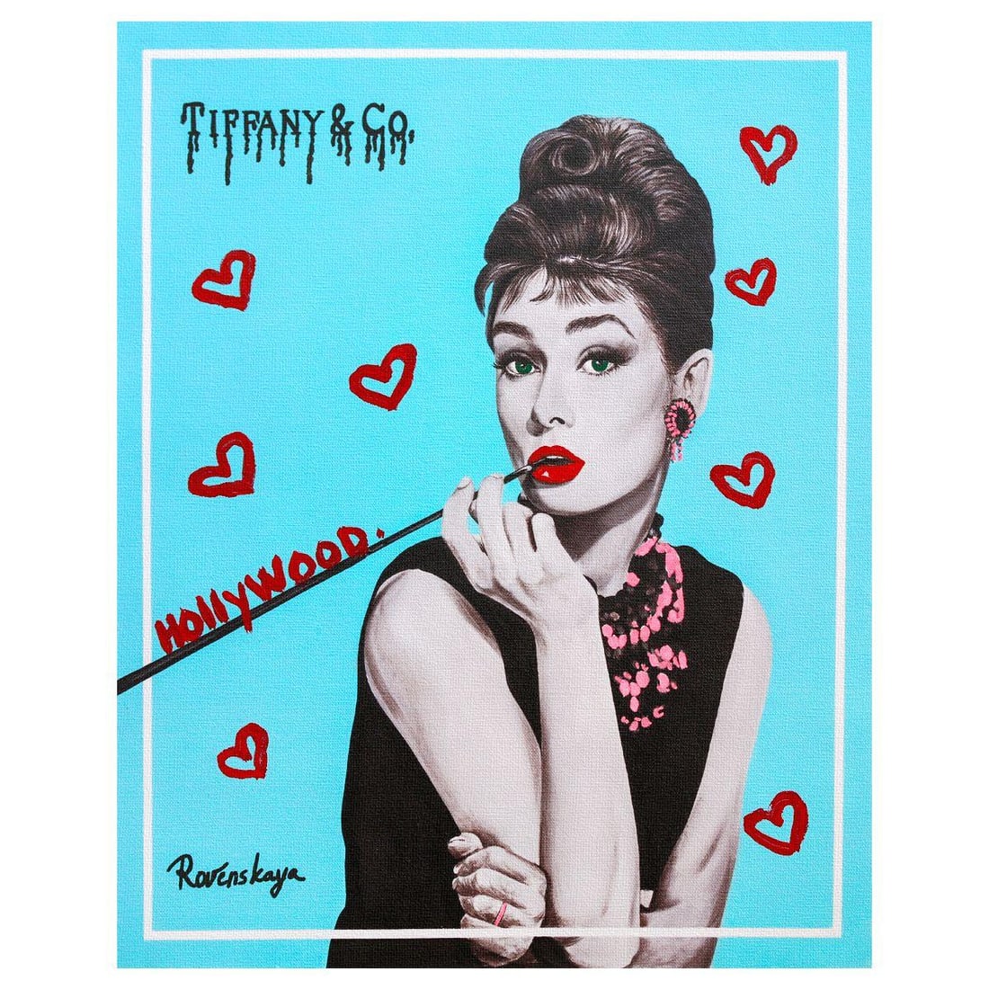 Nastya Rovenskaya- Mixed Media on Canvas "Audrey I": Artist: Nastya Rovenskaya. Medium: Mixed Media on Canvas. Title: Audrey I. Size: 20" x 16". Signature: Hand signed. Certificate of Authenticity: Is included. Reference#: 26326.