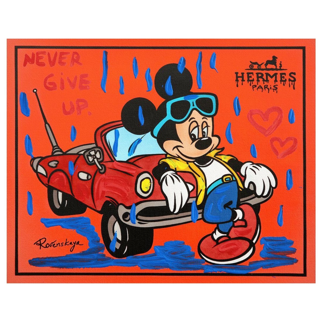 Nastya Rovenskaya- Original Mixed Media on Canvas "New Classic": Artist: Nastya Rovenskaya. Medium: Original Mixed Media on Canvas. Title: New Classic. Size: 16" x 20". Signature: Hand Signed by the artist. Certificate of Authenticity: From the publisher.