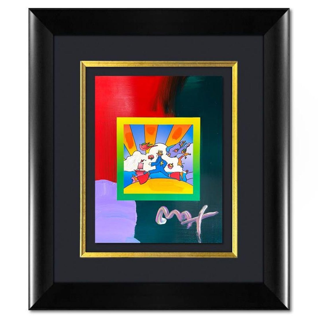 Peter Max, "Cosmic Runner" Framed One-of-a-Kind Acrylic Mixed Media, Hand Signed with Registration (1 of 2)