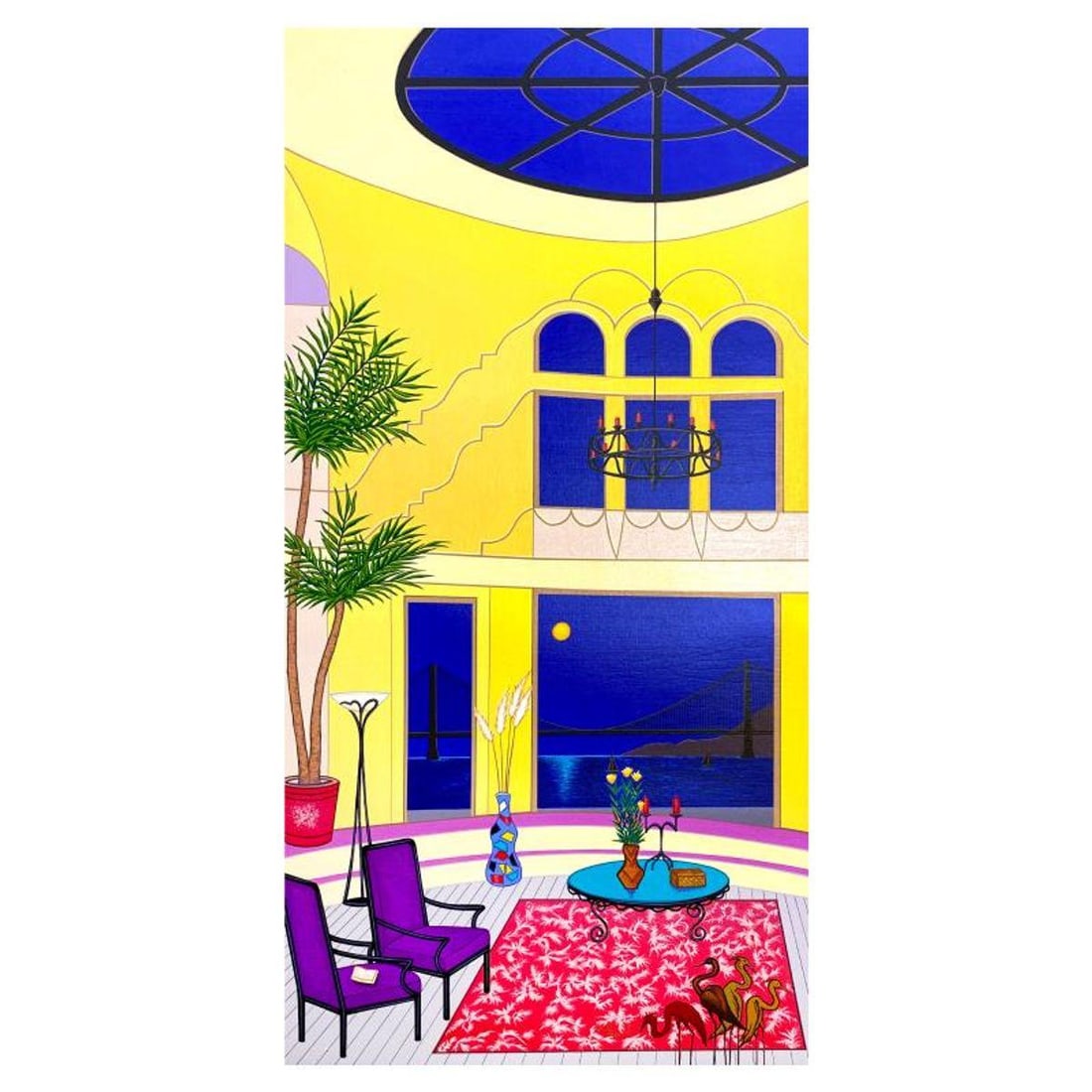 Fanch Ledan, "Atrium Over San Francisco Bay" Limited Edition Serigraph on Canvas, AP Numbered: Atrium Over San Francisco Bay is a limited edition serigraph on canvas by Fanch, AP numbered inverso and hand signed by the artist. Includes Letter of Authenticity. Measures approx. 37" x 19" (image).