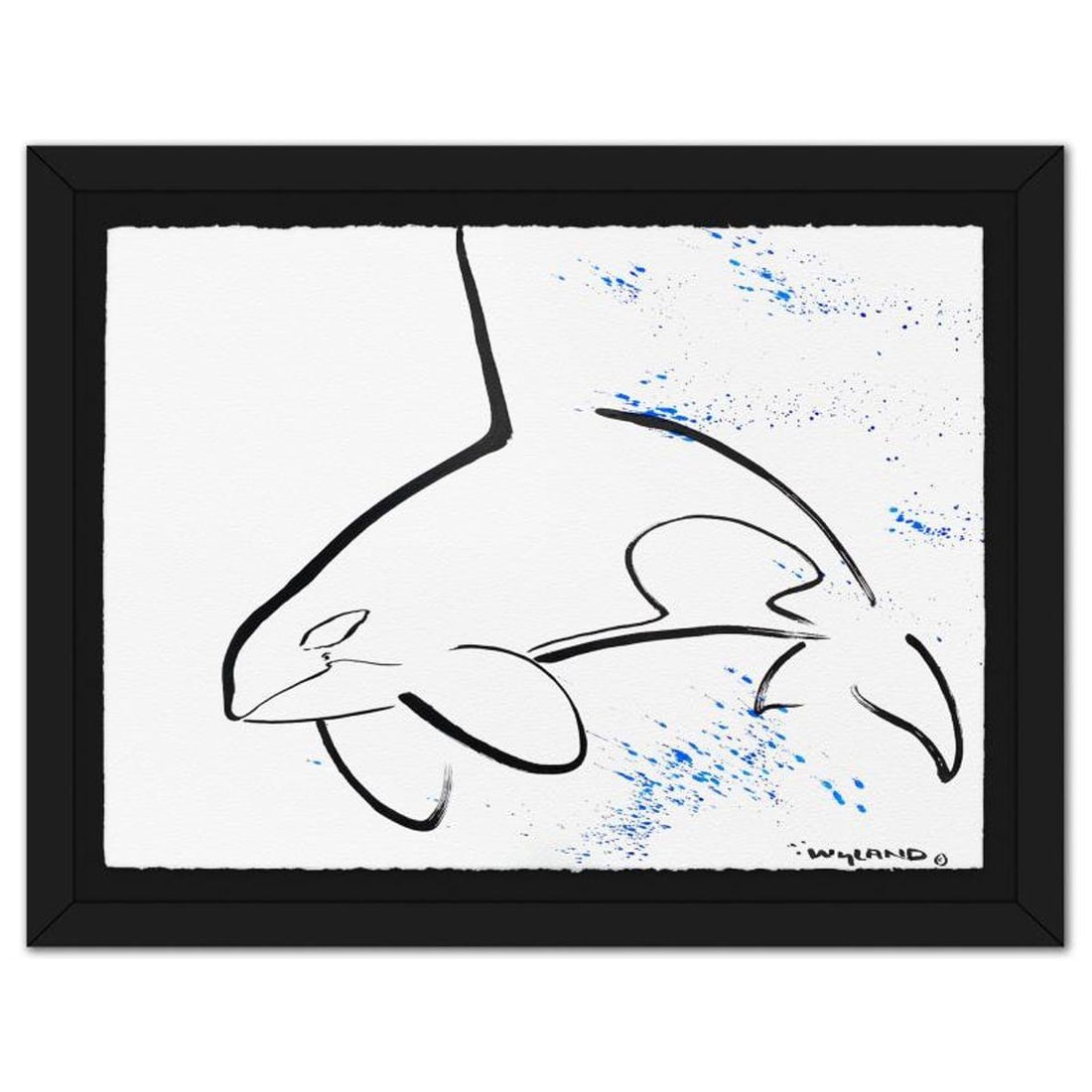Wyland, "Orca" Framed Original Sumi Ink Painting, Hand Signed with Letter of Authenticity.: Orca is an original sumi ink painting on paper by Wyland, hand signed by the artist. This piece comes custom framed. Includes Letter of Authenticity. Measures approx. 30" x 37" (frame), 23" x 30" (ima