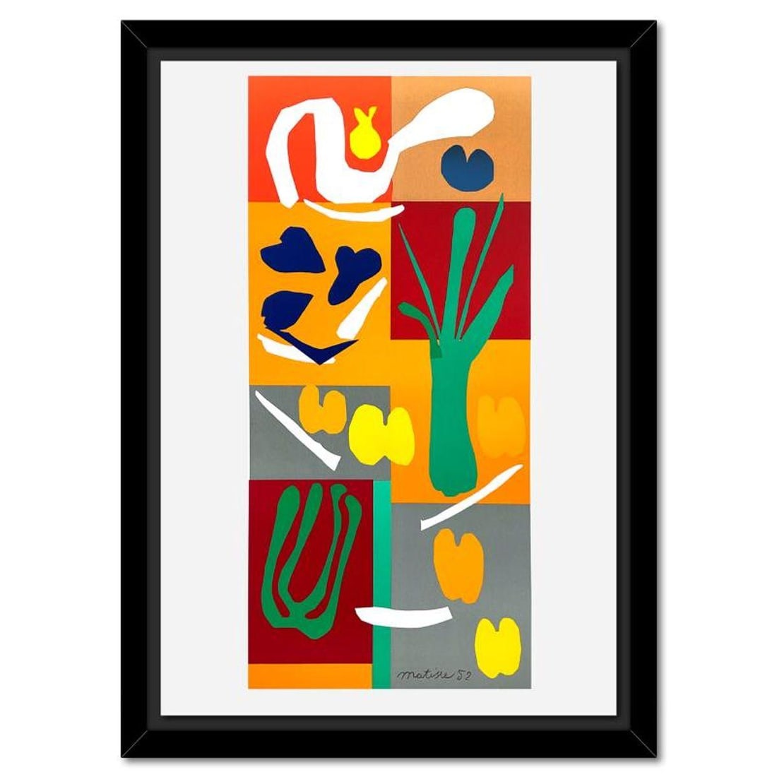 Henri Matisse 1869-1954 (After), "Vegetaux" Framed Limited Edition Lithograph with Certificate of (1 of 3)