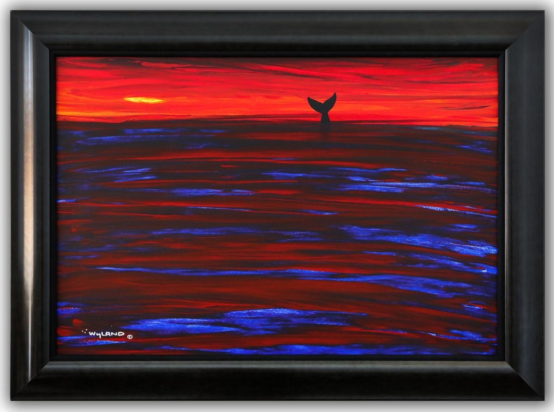 Wyland- Original Painting on Canvas "Warm Waters": Artist: Wyland. Medium: Original Painting on Canvas. Title: Warm Waters. Size: 24" x 36". Measures approx. 32" x 44" (framed). Signature: Hand Signed by the artist. Certificate of Authenticity: Is inc