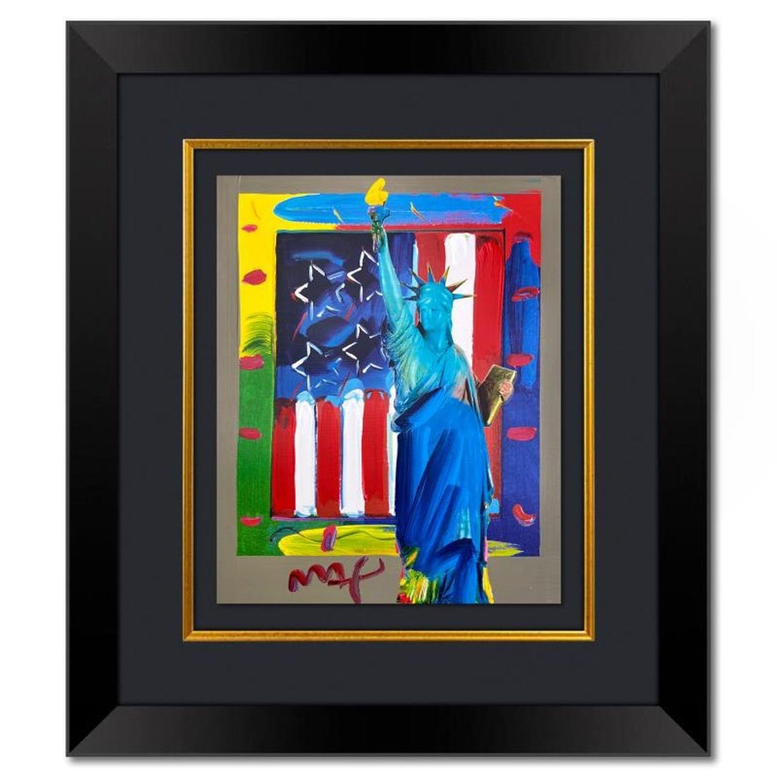 Peter Max, "United We Stand" Framed One-of-a-Kind Mixed Media, Hand Signed with Registration Number (1 of 2)