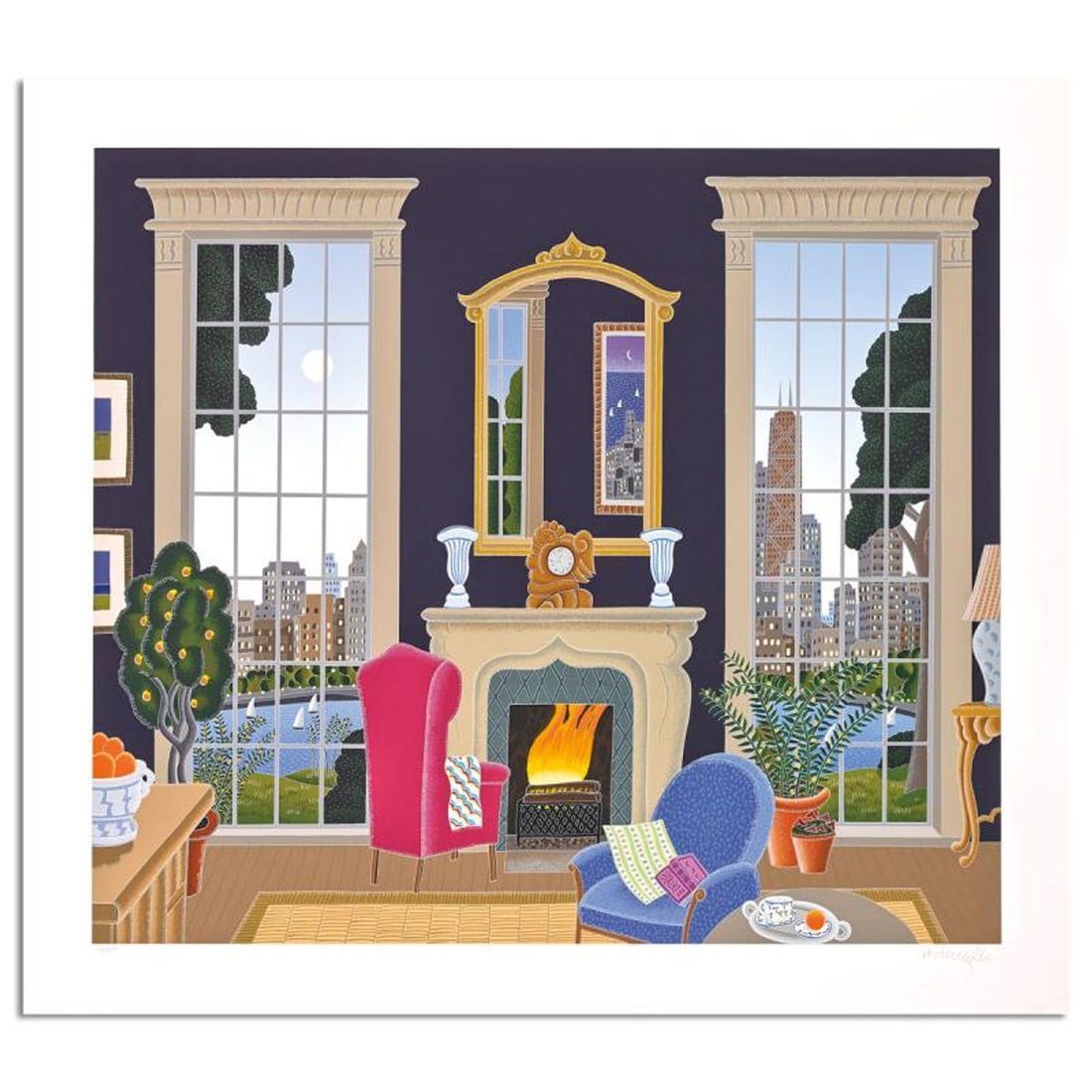 Thomas Mcknight, "Chicago Lakeside" Limited Edition Serigraph, Numbered and Hand Signed with Letter: Chicago Lakeside is a limited edition serigraph on paper by Thomas Mcknight, numbered and hand signed by the artist. Includes Letter of Authenticity. Measures approx. 37" x 37" (border), 28" x 32"