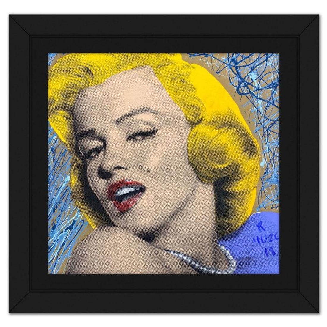 Ringo Daniel Funes, "Marilyn with Pearls" Framed One-of-a-Kind Mixed Media on Canvas, Hand Signed (1 of 2)