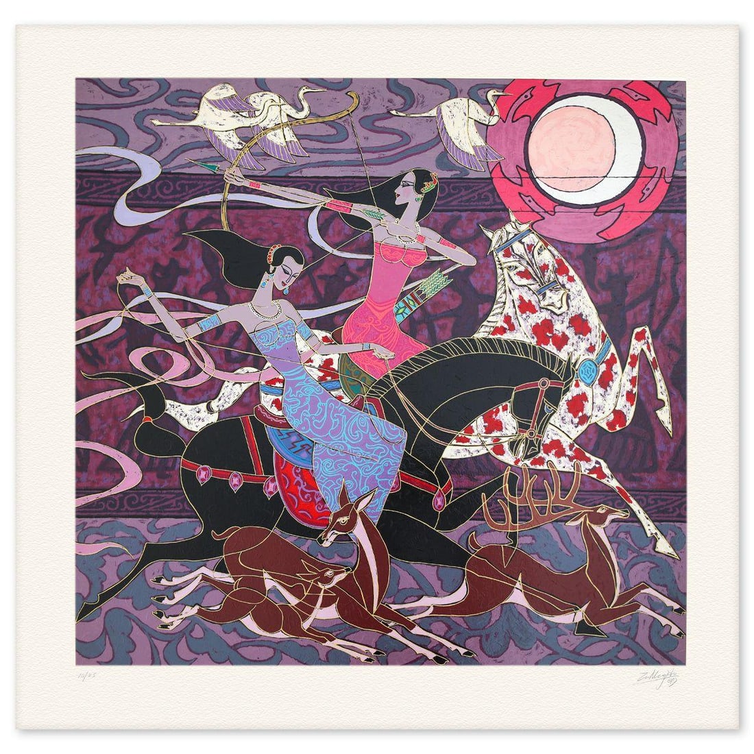 Zu Ming Ho- Serigraph "Spring Ritual": Artist: Zu Ming Ho. Medium: Serigraph. Title: Spring Ritual. Size: 34" x 33". Signature: Hand signed and numbered. Reference#: 74844.