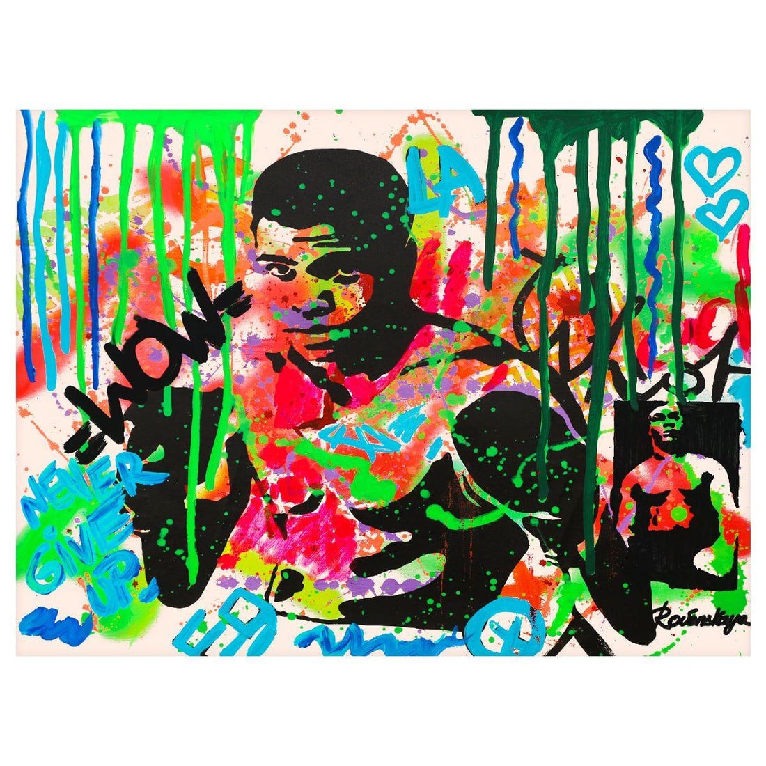 Nastya Rovenskaya- Mixed Media "Ready To Fight": Artist: Nastya Rovenskaya. Medium: Mixed Media. Title: Ready To Fight. Size: 30" x 40". Signature: Hand signed. Certificate of Authenticity: Is included. Reference#: 58242.