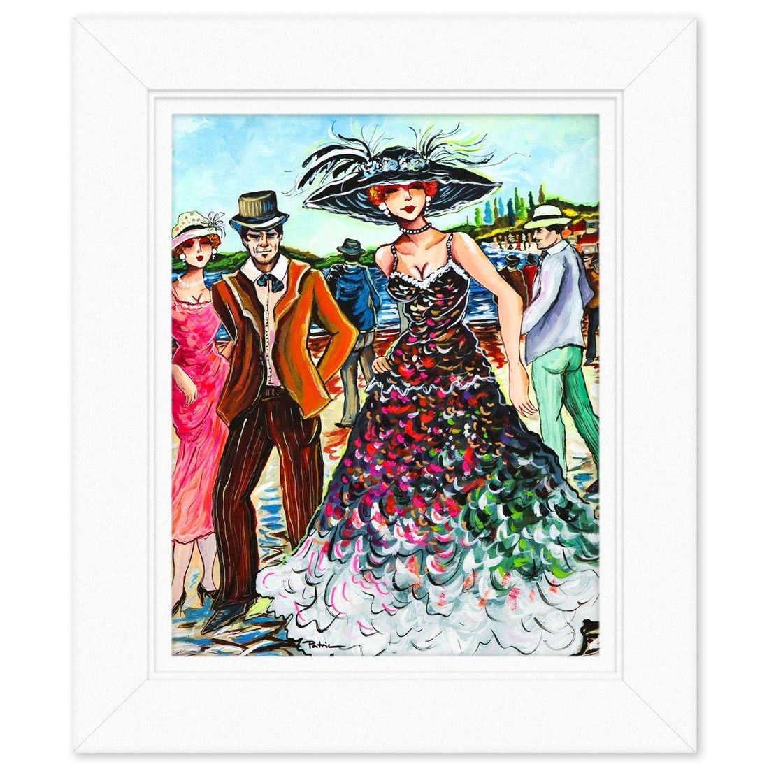 Patricia Govezensky- Original Acrylic on Canvas "Harmonic Waves": Artist: Patricia Govezensky. Medium: Original Acrylic on Canvas. Title: Harmonic Waves. Size: 20" x 16". Measures approx. 26.5" x 22.5" (framed). Signature: Hand signed by the artist. Certificate of