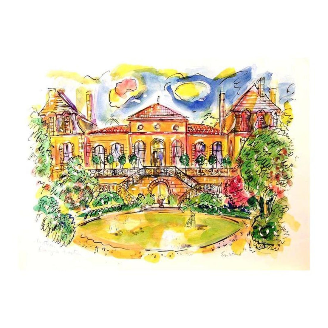 Wayne Ensrud, "Chateau Langoa-Barton" Mixed Media Original Artwork; Hand Signed; COA: Chateau Langoa-Barton is an original Mixed Media on Paper by Wayne Ensrud. The piece is hand signed by the artist and comes with a Certificate of Authenticity. Measures approximately 20" x 29".