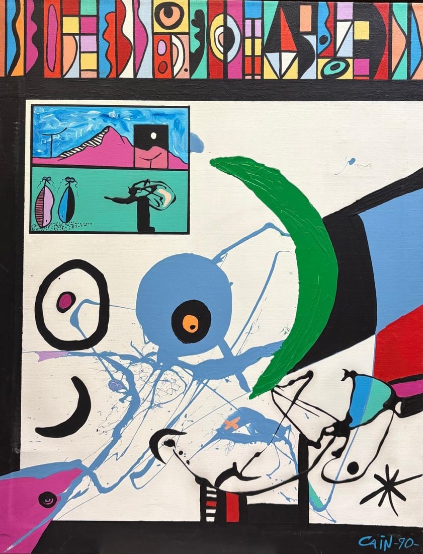 Cain- Original painting on canvas: Artist: Cain. Medium: Original painting on canvas. Size: 28" x 36". Signature: Hand signed. Additional: Circa 1990. Reference#: 87185.