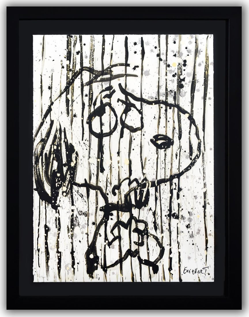Tom Everhart- Hand Pulled Original Lithograph "Dancing in the Rain": Artist: Tom Everhart. Medium: Hand Pulled Original Lithograph. Title: Dancing in the Rain. Size: 30" x 22". Measures approx. 37" x 29" (framed). Signature: Hand Signed and Numbered by the artist. Cert
