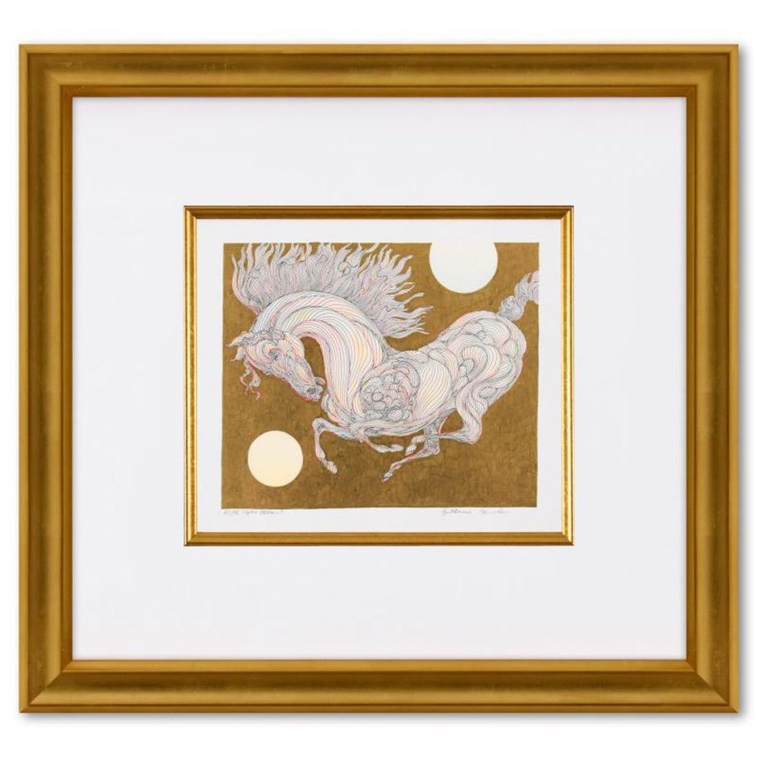 Guillaume Azoulay, "Etude LQRS" Framed Original Hand Colored Drawing with Hand Laid Gold Leaf, Hand: Etude LQRS is an original hand colored drawing on paper with hand laid gold leaf by Guillaume Azoulay, hand signed by the artist. This piece comes custom framed. Includes Letter of Authenticity. Measu