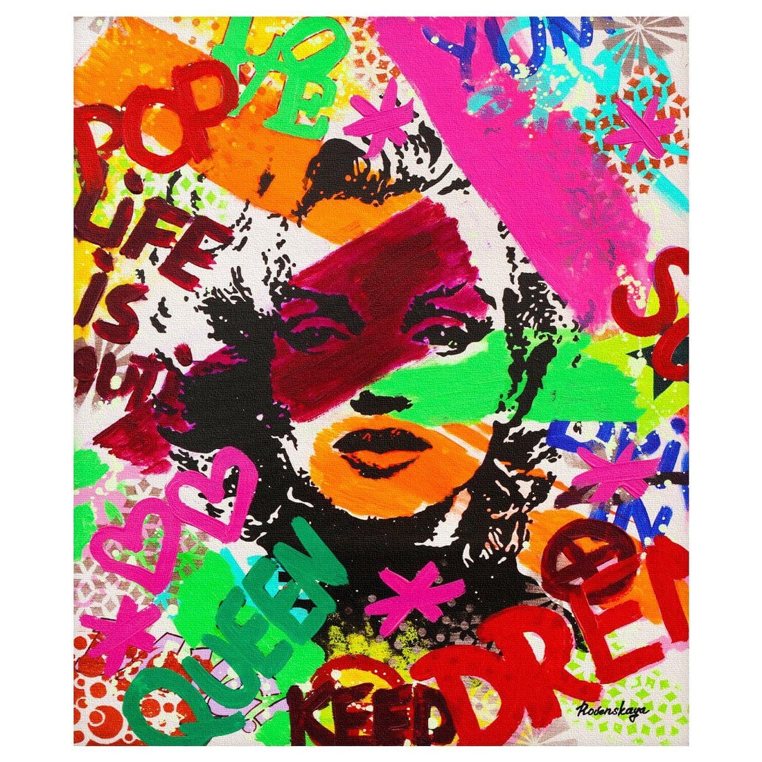 Nastya Rovenskaya- Original Mixed Media on Canvas "Model": Artist: Nastya Rovenskaya. Medium: Original Mixed Media on Canvas. Title: Model. Size: 24" x 20". Signature: Hand signed. Certificate of Authenticity: Is included. Reference#: 70958.