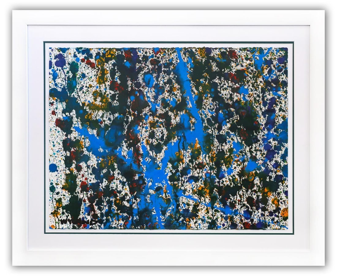 Wyland- Original Watercolor Painting on Deckle Edge Paper "Abstract Drip": Artist: Wyland. Medium: Original Watercolor Painting on Deckle Edge Paper. Title: Abstract Drip. Size: 22" x 30". Measures approx. 32" x 40" (framed). Signature: Hand Signed by the artist. Certificate