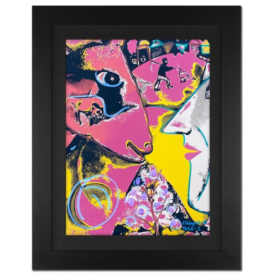 Ringo Daniel Funes, "Chagall and the Village" Framed One-of-a-Kind Mixed Media on Canvas, Hand (1 of 3)