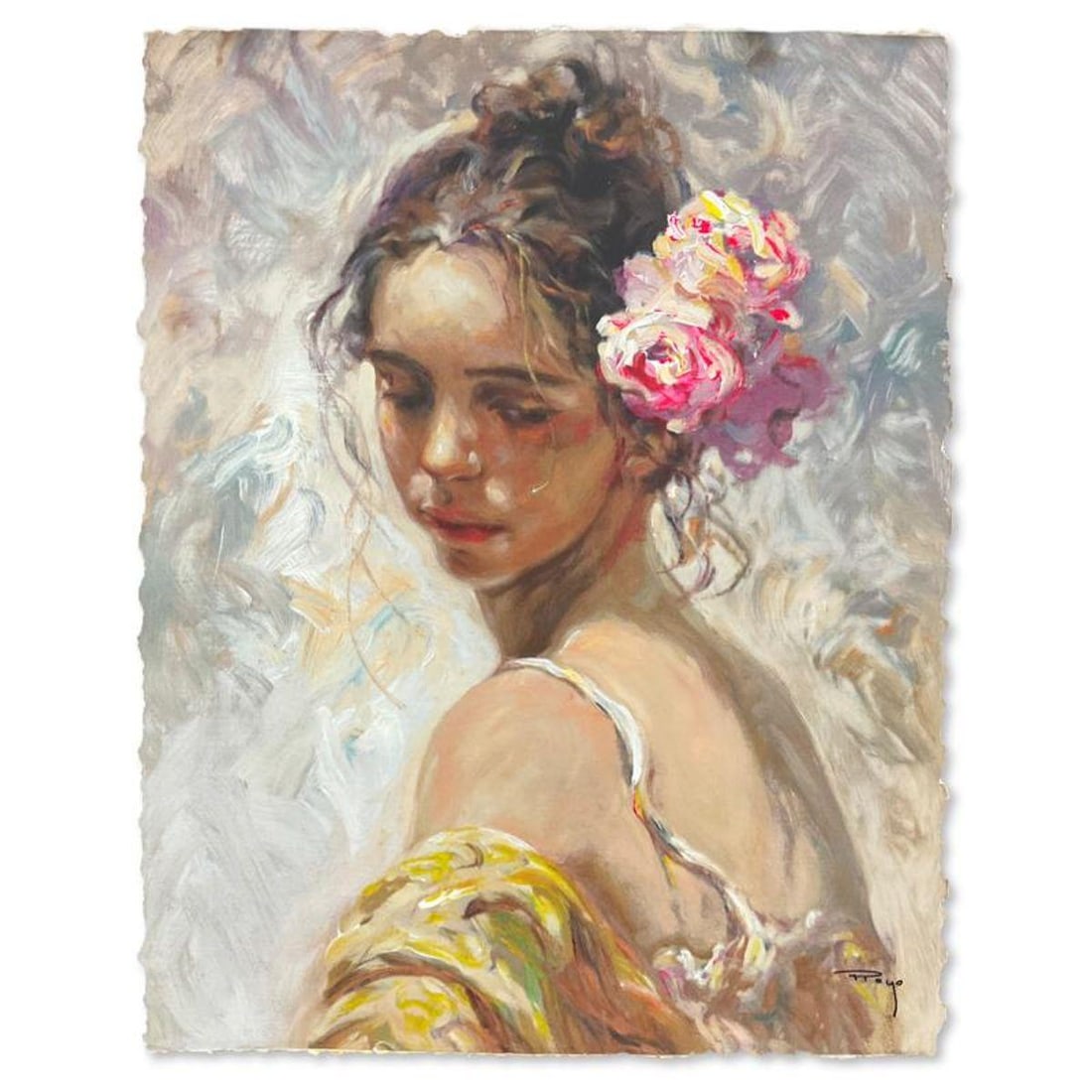 Royo, "La Perla" Limited Edition Printer's Proof Serigraph, Numbered and Hand Signed with Letter of: La Perla is a limited edition printer's proof serigraph on deckle edge paper by Royo, numbered and hand signed by the artist. Includes Letter of Authenticity. Measures approx. 18" x 14" (image). Refer