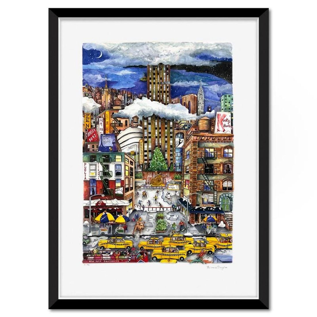 Linnea Pergola, "Light Snowfall in NY" Framed 3D Limited Edition from an EA Edition, Hand Signed: Light Snowfall in NY is a limited edition 3D construct on paper from an EA edition by Linnea Pergola, hand signed by the artist. This piece comes framed. Includes Letter of Authenticity. Measures